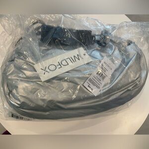 NWT Wildfox Silver Puffer Crossbody Tote with Black Strap